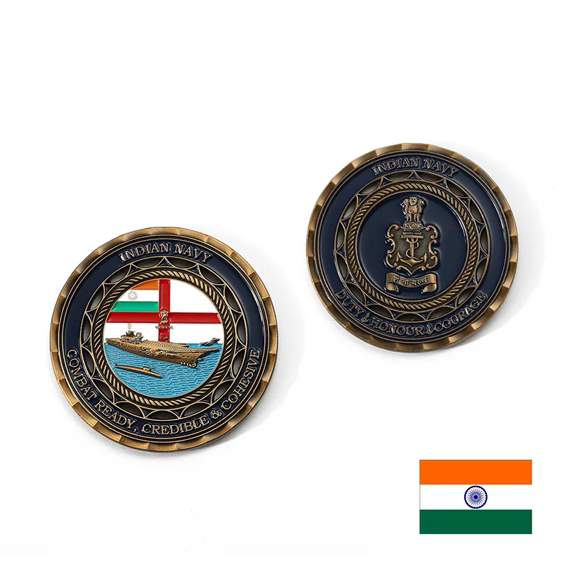 Indian Navy keychain Custom Metallic Paint Challenge Coin