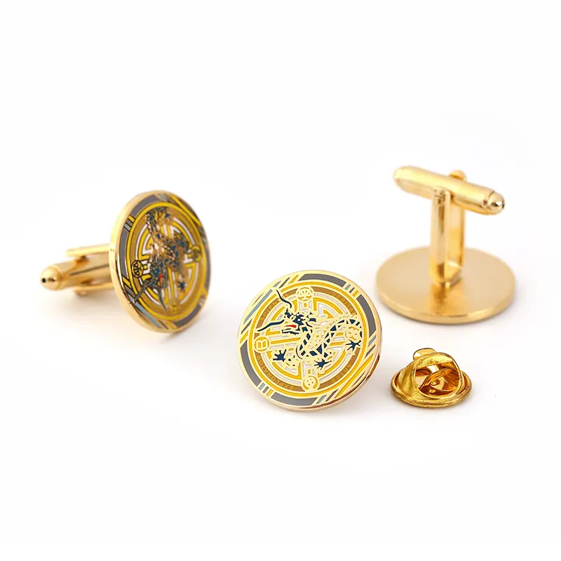 Custom Gold Plated Men’s Boxed Metal Enamel Cufflinks