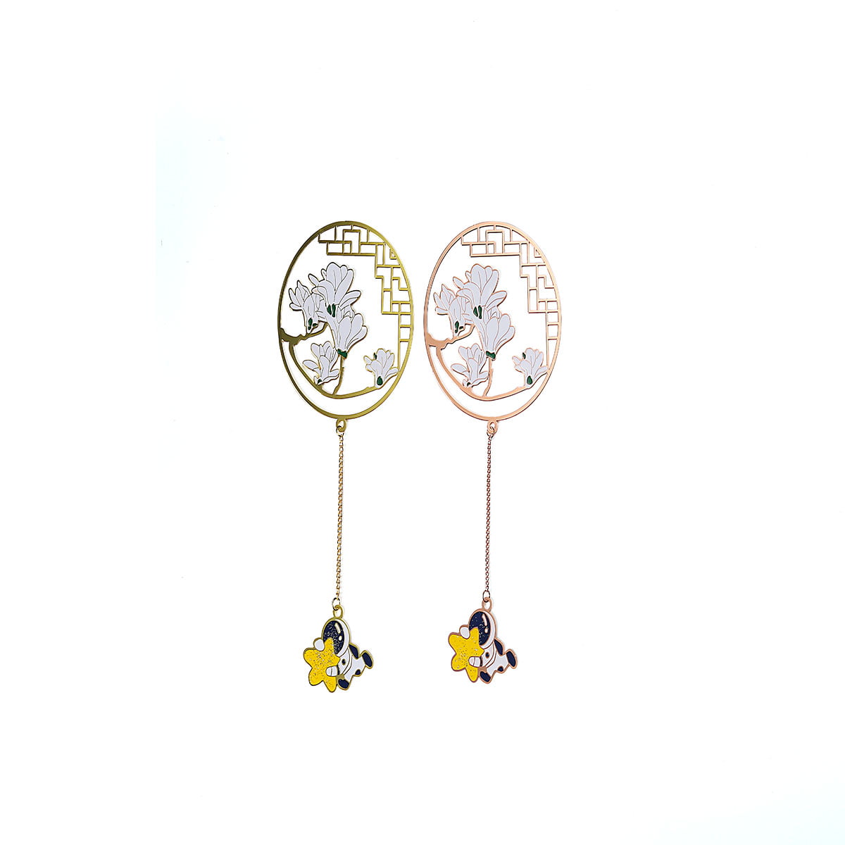Round Paint Stainless Steel Etching Hollow Plated Metal Pendant Bookmark