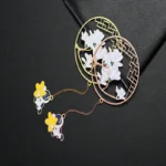 Round Paint Stainless Steel Etching Hollow Plated Metal Pendant Bookmark