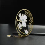 Round Paint Stainless Steel Etching Hollow Plated Metal Pendant Bookmark