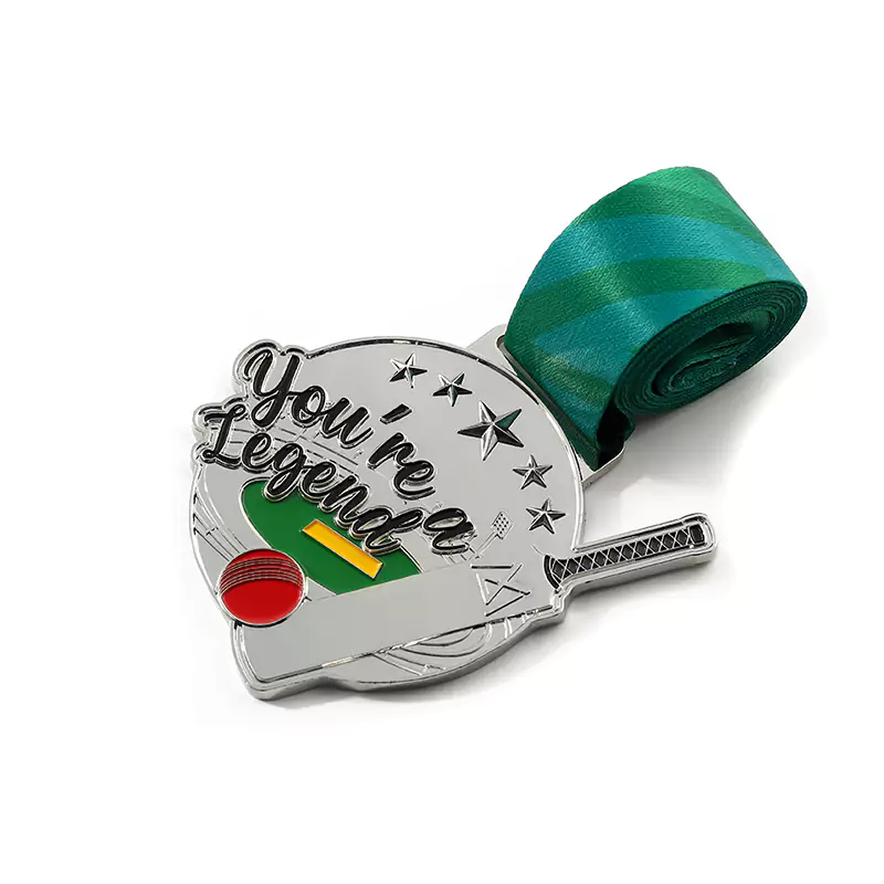 Soft Enamel Silver Medal in Cricket Match