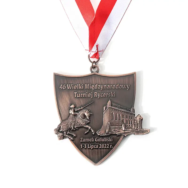 1479-1-3D Red Bronze Shield Metal Medal