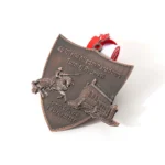1479-2-3D Red Bronze Shield Metal Medal
