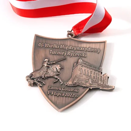 1479-4-3D Red Bronze Shield Metal Medal