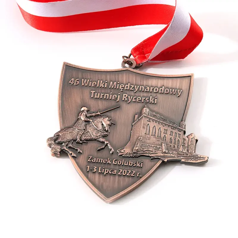 1479-4-3D Red Bronze Shield Metal Medal