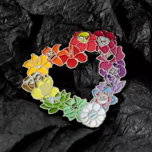 Wreath Shaped Enamel Hollowed Out Badge Pin