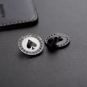 Peach Shaped Hollow Gold Silver Black Badge Pin With Laser On The Back