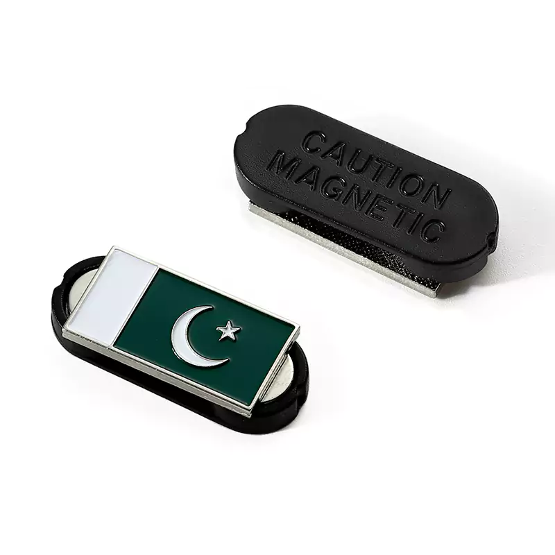 1781-1-magnetic-enamel-pin-backs Flag Of Pakistan Enamel Silver Magnet Badge Pin
