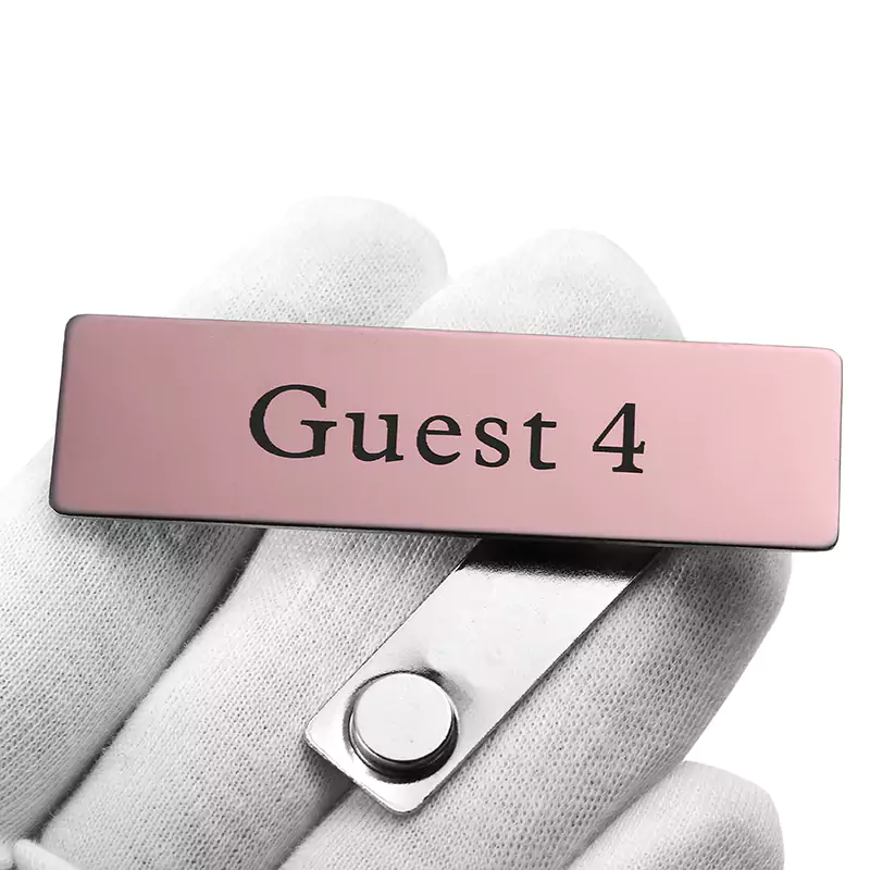 Stainless Steel Laser Logo Rose Gold Square Magnet Badge