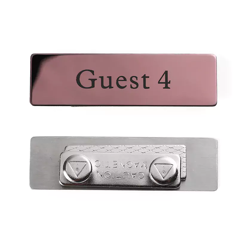 Stainless Steel Laser Logo Rose Gold Square Magnet Badge