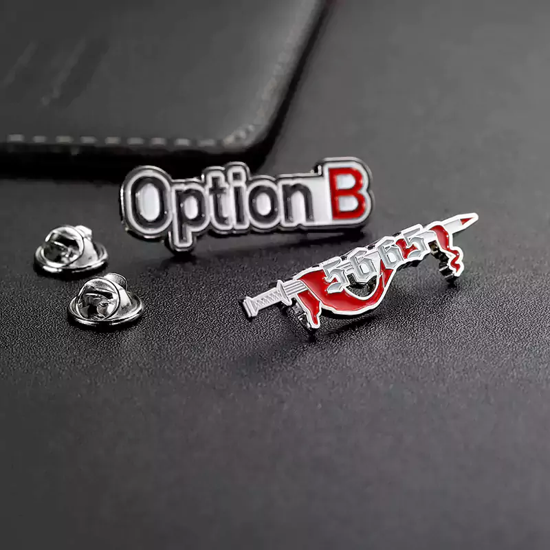 Option B Pure Letter Enamel Logo Badge Lapel Pins