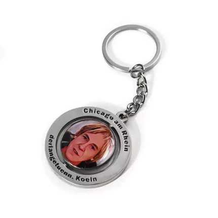 Metal Sticker Epoxy Portrait Spinning Keychain