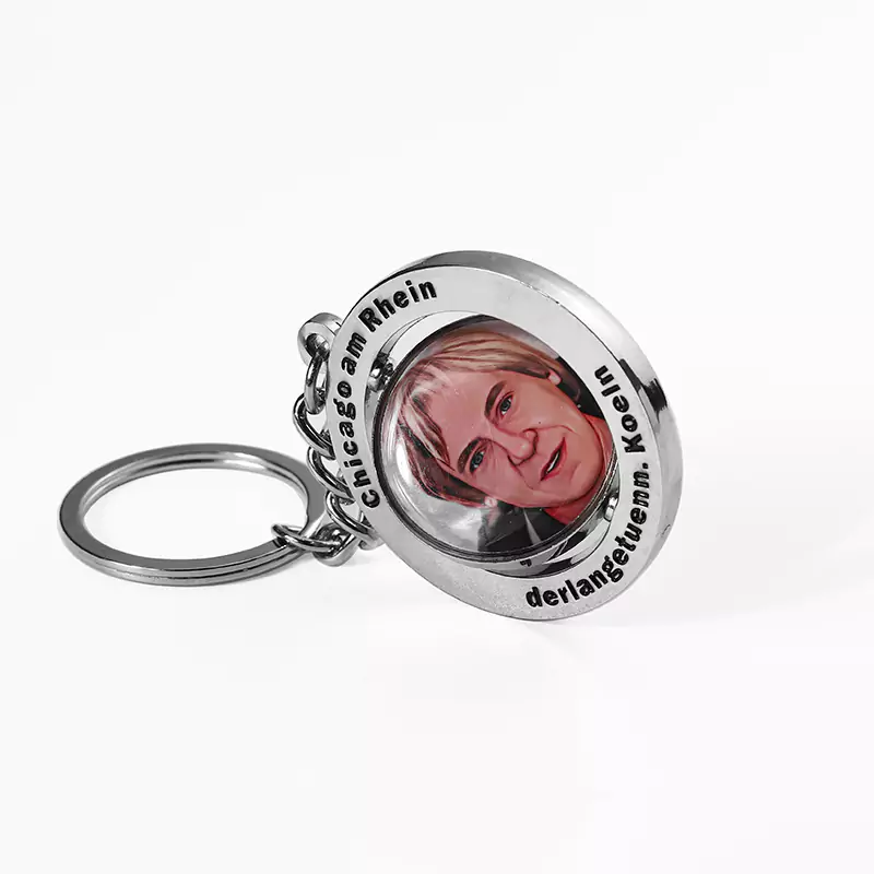 Metal Sticker Epoxy Portrait Spinning Keychain