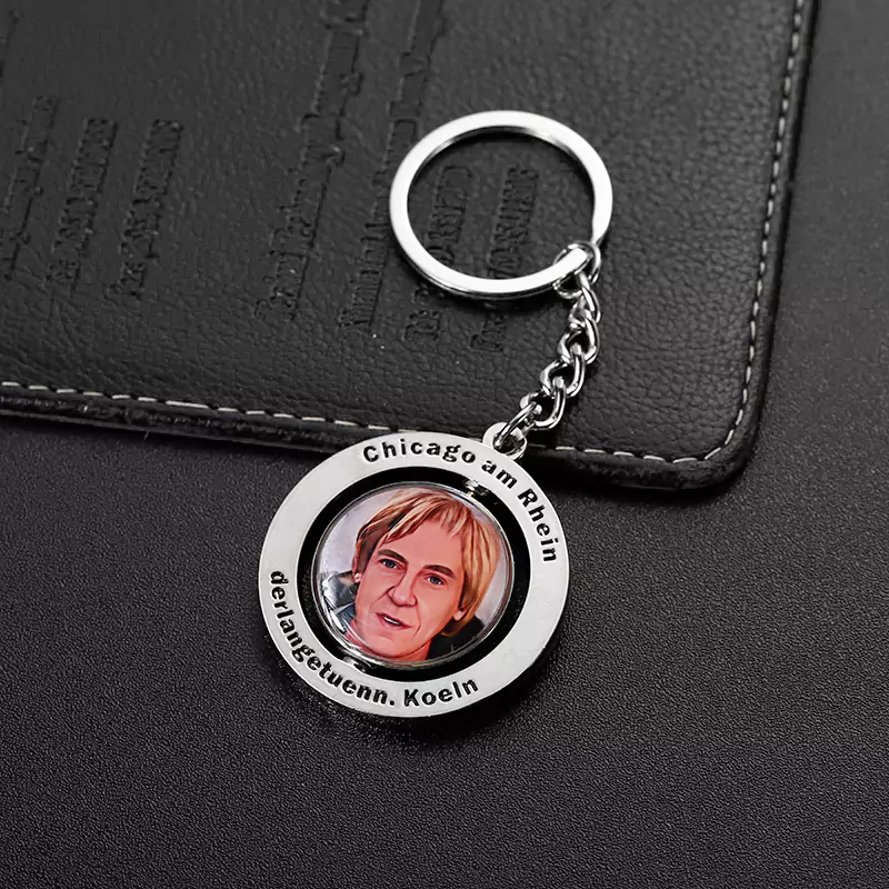 Metal Sticker Epoxy Portrait Spinning Keychain