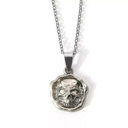 3D Embossed Plating Matte Nickel Skull Shaped Charm/Necklace