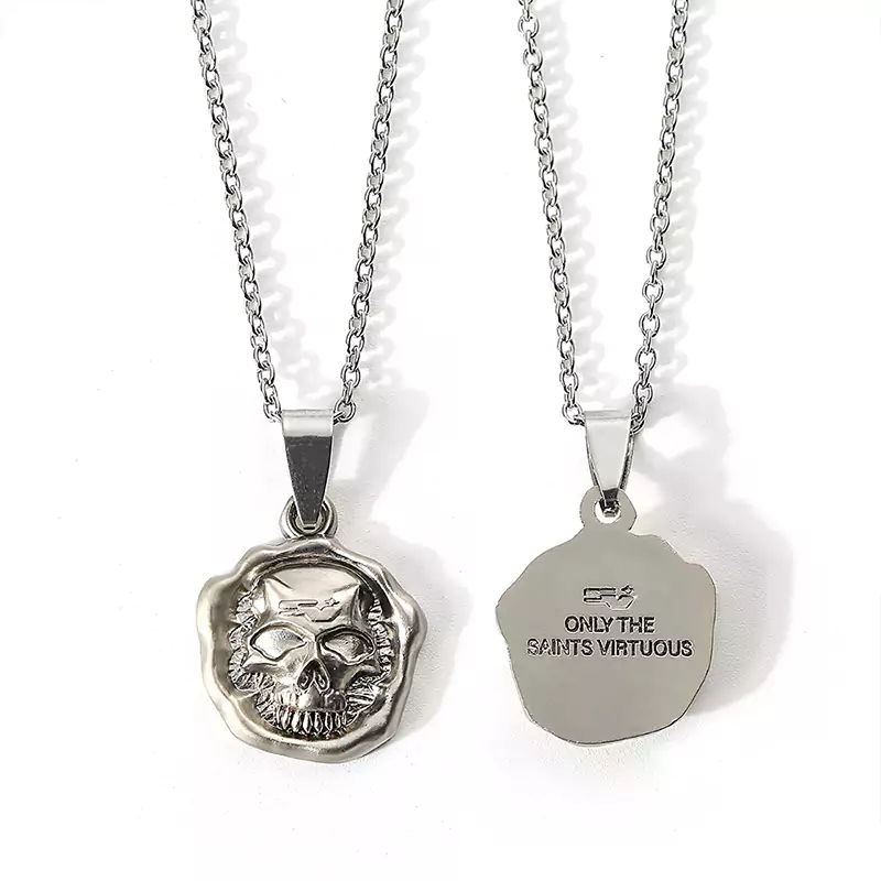 3D Embossed Plating Matte Nickel Skull Shaped Charm/Necklace