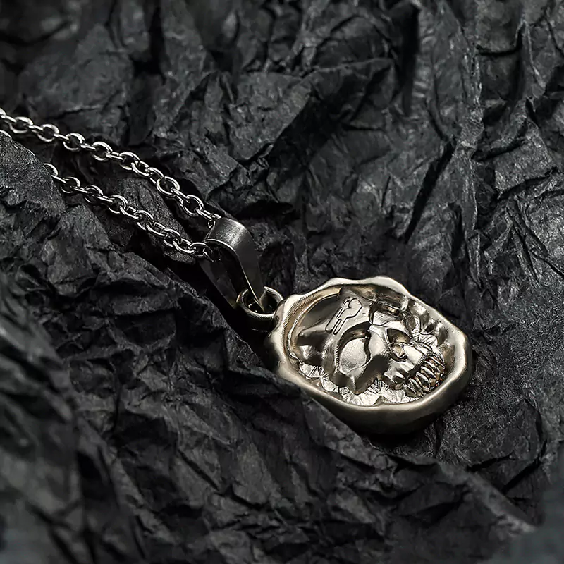 3D Embossed Plating Matte Nickel Skull Shaped Charm/Necklace