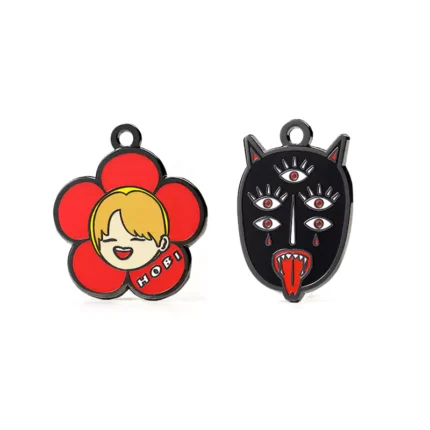 Hard Enamel Ghost Face And Flower Combination Pendant/Charm