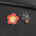 Hard Enamel Ghost Face And Flower Combination Pendant/Charm