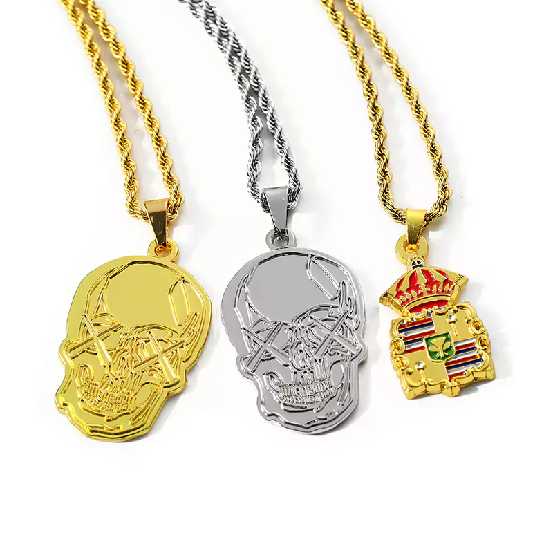 Skull and Badge Design Shaped Lacquer Plating Pendant