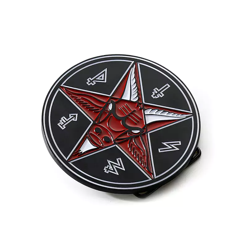 5042-2 Bull Head Totem Element Circular Soft Enamel Belt Buckle