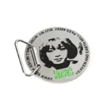 Soft Enamel Club Logo With Portrait Double Sided Circular Shape Belt Buckle