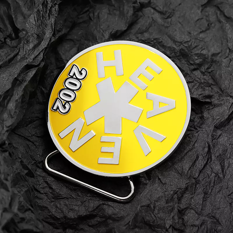 Soft Enamel Club Logo With Portrait Double Sided Circular Shape Belt Buckle