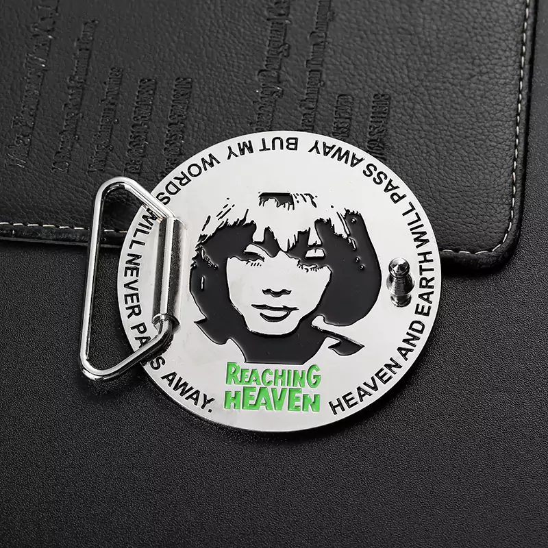 Soft Enamel Club Logo With Portrait Double Sided Circular Shape Belt Buckle