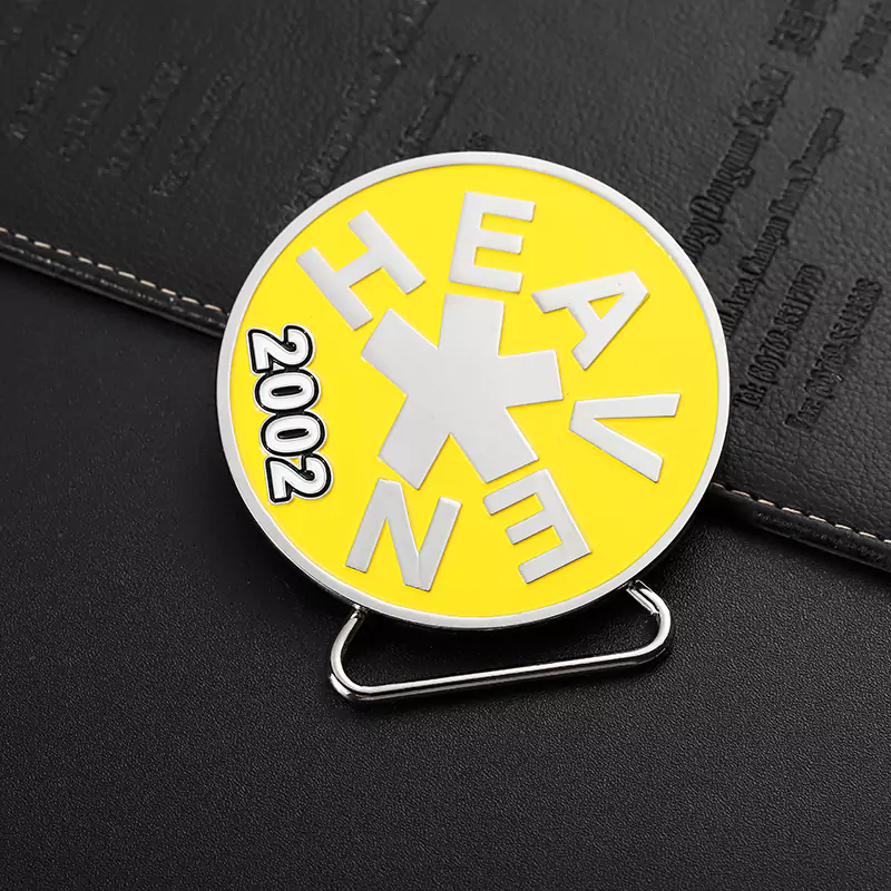 Soft Enamel Club Logo With Portrait Double Sided Circular Shape Belt Buckle