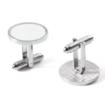 Silver Blank Circular Cufflink Magnet Design With Box