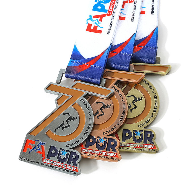 1007-4-Running-75papur-enamel-LOGO-shape-medal Boston Marathon 5K Medal