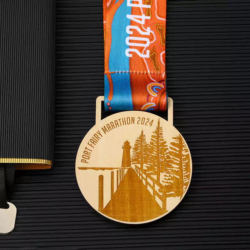 1012-13-Port Fairy Marathon 2024 Wooden Medal