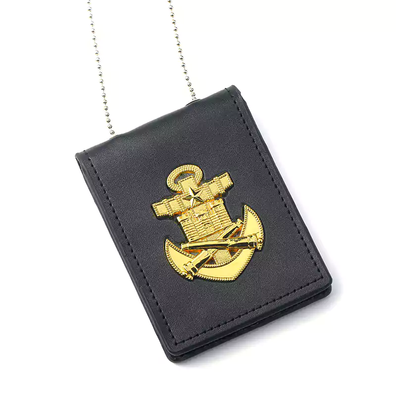 leather police badge wallet