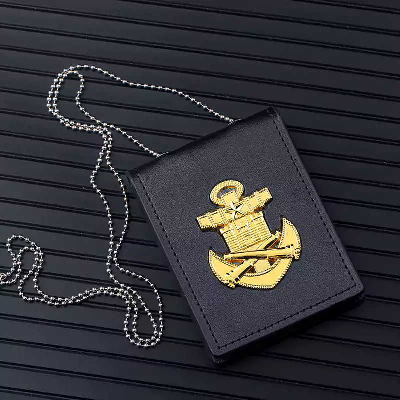 police badge and wallet