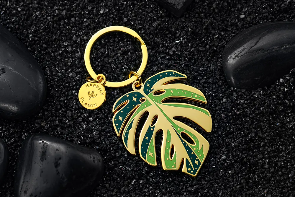 happily plants metal keychain