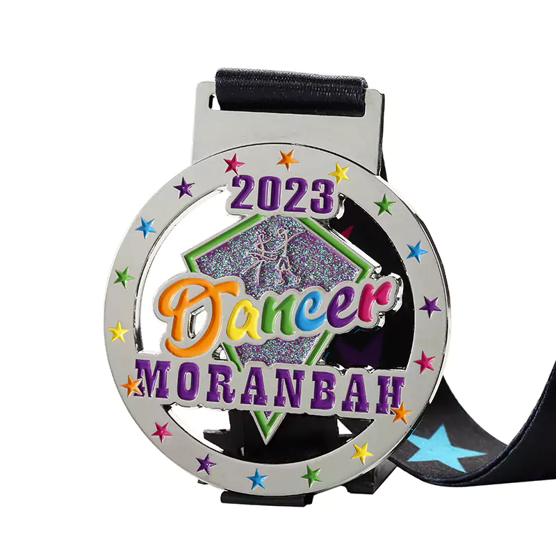 1227-4-2023 Moranbach Dance Medal with Sparkling Pink Effect enamel medals