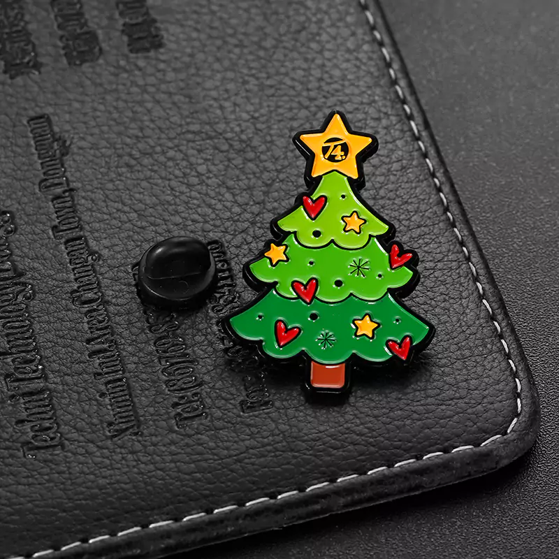 1505-1-Christmas Tree Painted with Unique Shapes and Cardboard Badges