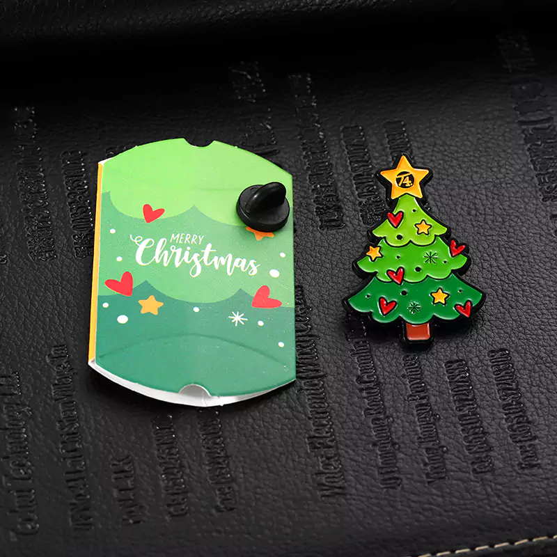 1505-6-Christmas Tree Painted with Unique Shapes and Cardboard Badges