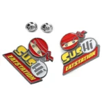 1508-1-Dining Station SUS Cartoon Ninja Paint Shaped Badge