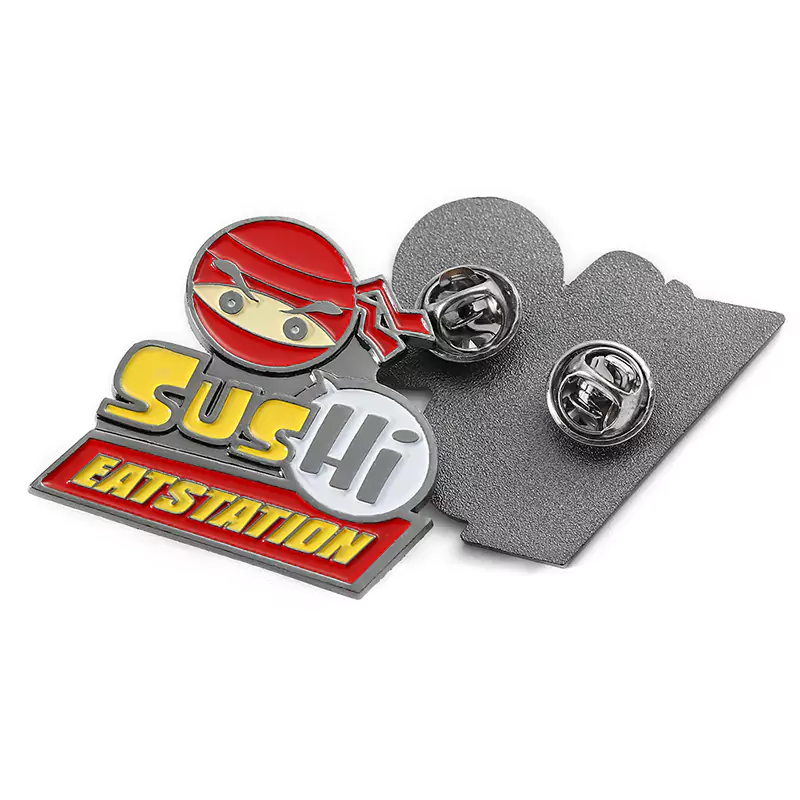 1508-3-Dining Station SUS Cartoon Ninja Paint Shaped Badge