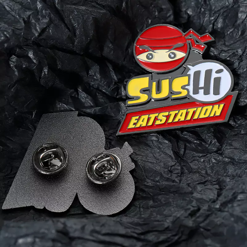 Dining Station SUS Cartoon Ninja Paint Shaped Badge