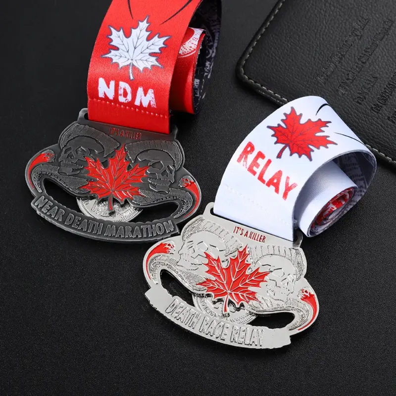1388-5-DDeath Race Relay Medal with Commemorative Coins