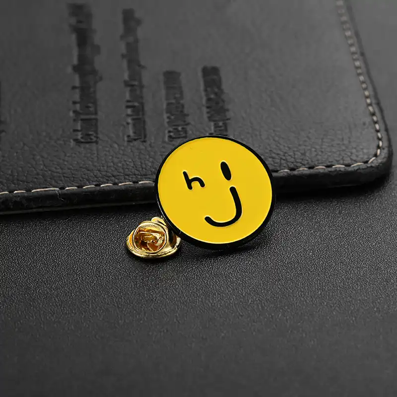 1512-6-Circular Cartoon Smiley Face Metal Enamel Badge