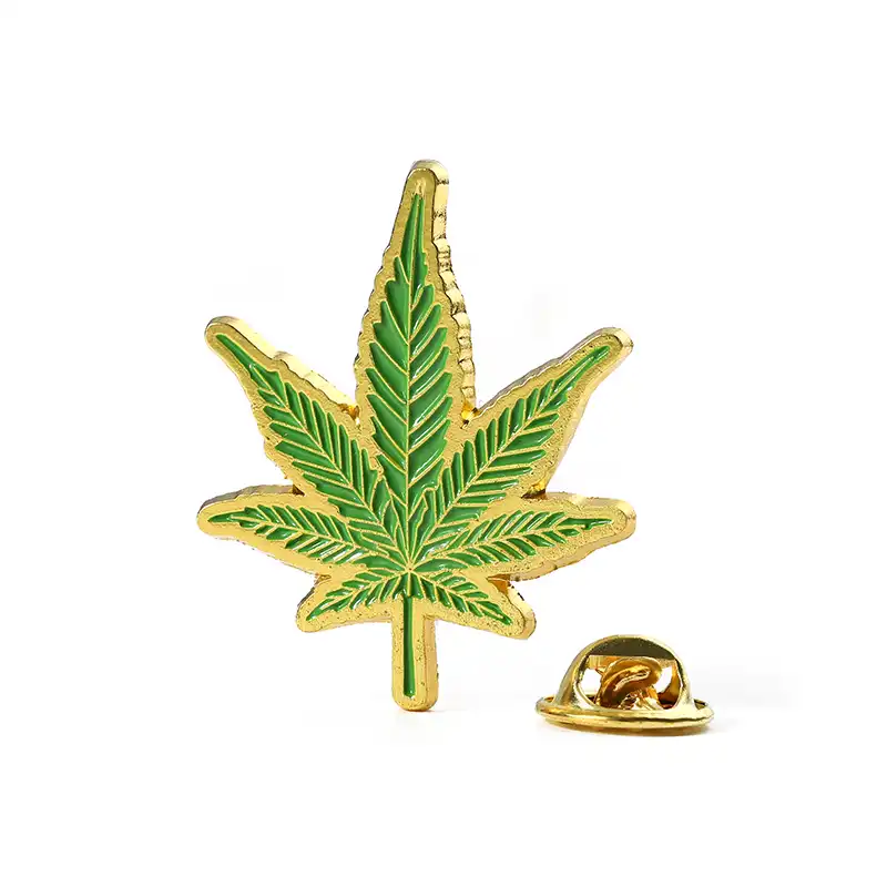 1514-2-Green Leaf Patterned Enamel Pin