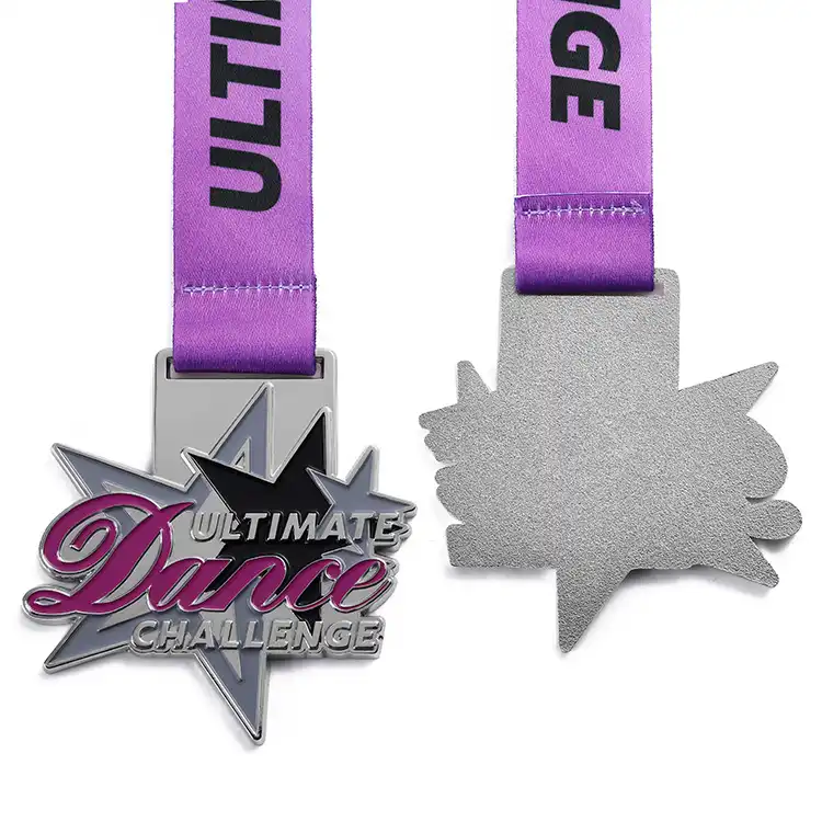 1989-2-Star Outline Enamel Purple Medal Metal