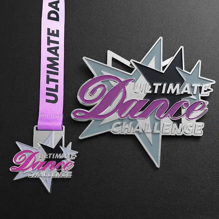 1989-5-Star Outline Enamel Purple Medal Metal