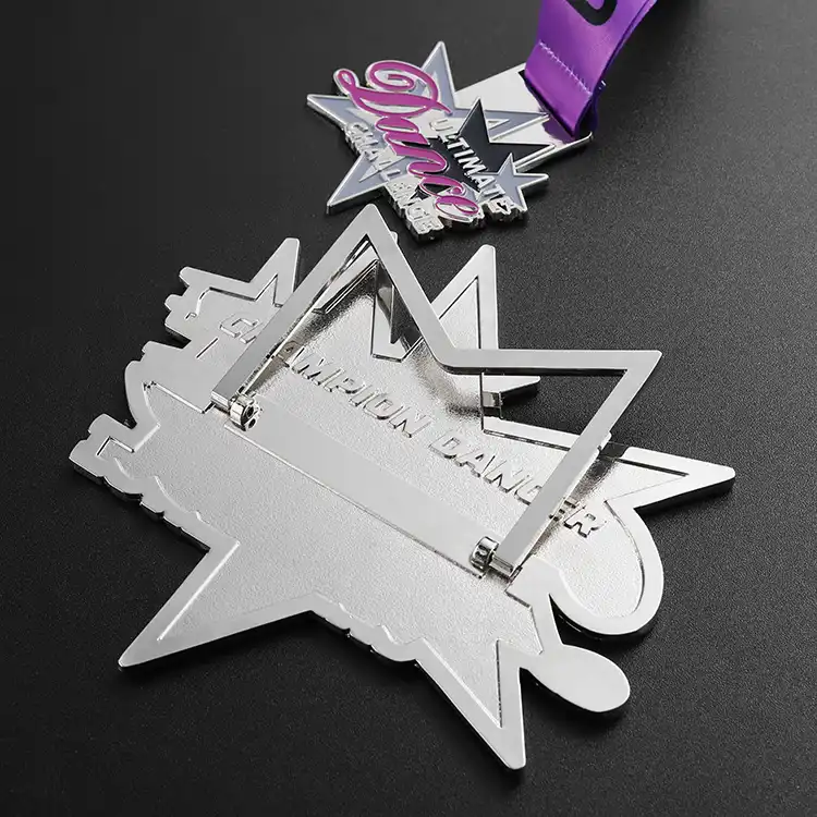 1989-6-Star Outline Enamel Purple Medal Metal