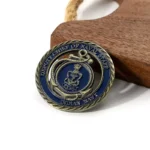 2503-1-Navy Blue Skeleton Commemorative Coin Metal