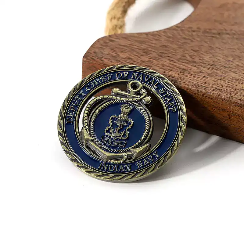2503-1-Navy Blue Skeleton Commemorative Coin Metal